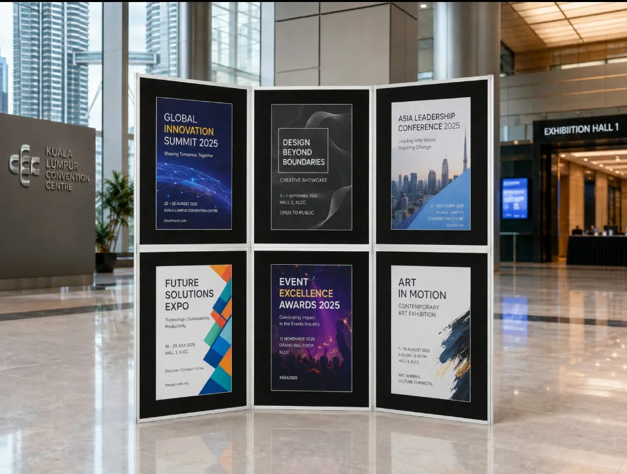 Papan Pameran 6 Panel โ Smart Folding 6 Panel Display Board